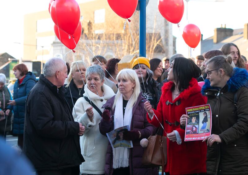 Siblings of missing Imelda Keenan, Gerry and Ber Keenan and Mono Hynes, at a vigil in Waterford. Photograph: Patrick Browne
