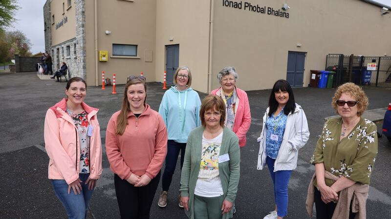 Suzanne Curtin, Fiona Kennedy, Clair Bohan, Gabrielle Murray, Mary Jordan, Annette Whelan and Maire George, all members of Ballon Community, Ukrainian Befriending Volunteers. Photograph: Dara Mac Dónaill