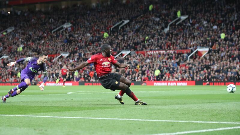 Lukaku goes around Lloris but misses an empty net in the first half. Photo: Nick Potts/PA Wire
