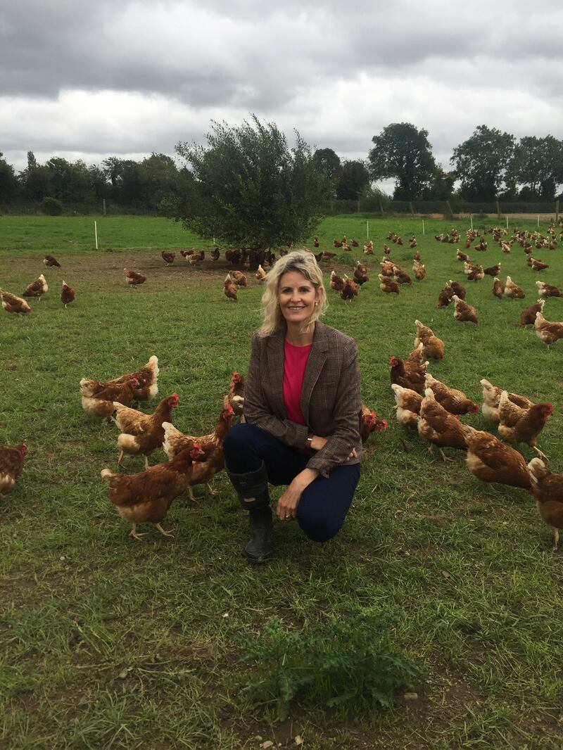 Helen Carroll at Butler's Organic Egg farm in Ear to the Ground