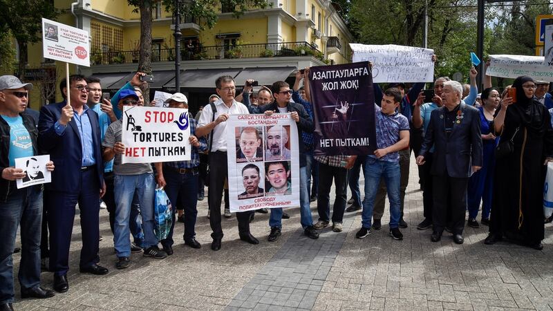 Opposition supporters attend a protest rally in Almaty, Kazakhstan on May 10th, 2018. Photograph: REUTERS/Mariya Gordeyeva