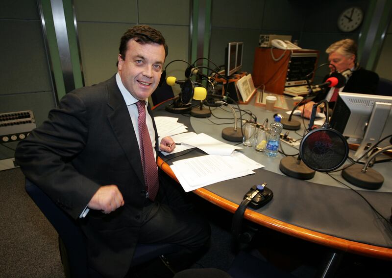 2010: Brian Lenihan answering listeners questions on the budget on Today with Pat Kenny, at RTÉ. Photograph: Eric Luke
