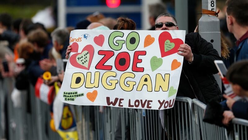Supporters at this year’s London Marathon.  Photograph: Andrew Boyers/Action