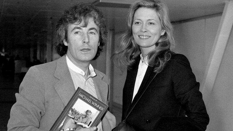 Terry O’Neill with  American actor Faye Dunaway, to whom he was married for a time in the 1980s, at Heathrow Airport in London in 1982. File photograph: PA