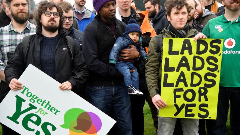 Yes campaigners at  a recent rally organised by the London-Irish Abortion Rights Campaign. Photograph: Toby Melville/Reuters