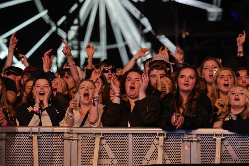 Fans show their appreciation for Hozier as he plays the Main Stage. Photograph: Alan Betson