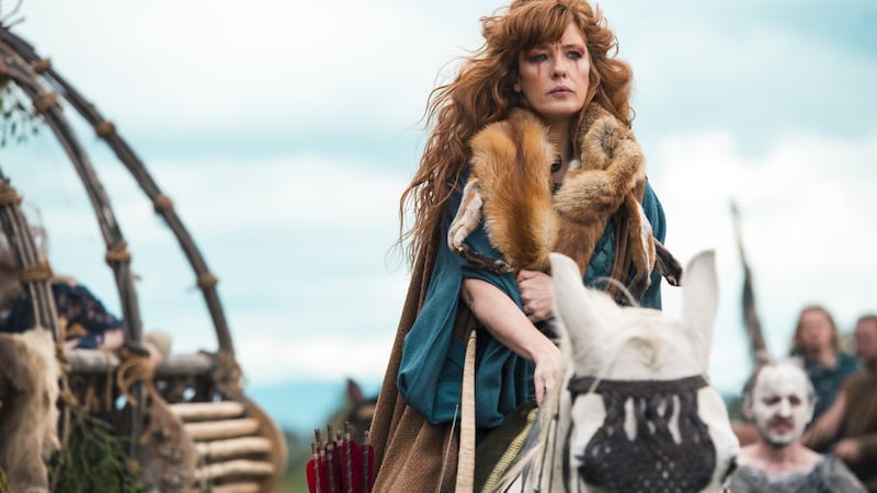 Kelly Reilly as Kerra, a  key member of the Canti tribe, in Britannia. Photograph: Astanislav Honzik/©Sky UK