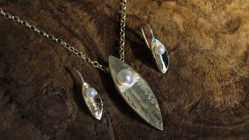 Silver leaf pendant with pearl €110, earrings €80 by Martina Hamilton. Photograph: Mike Bunn