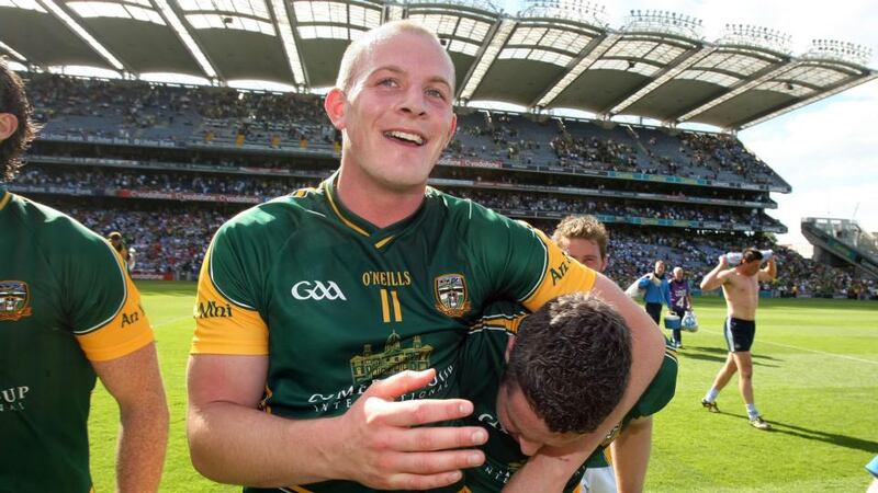 Joe Sheridan celebrates Meath’s win over Dublin in 2010 - the last time Dublin were beaten in Leinster. Photograph: Cathal Noonan/Inpho