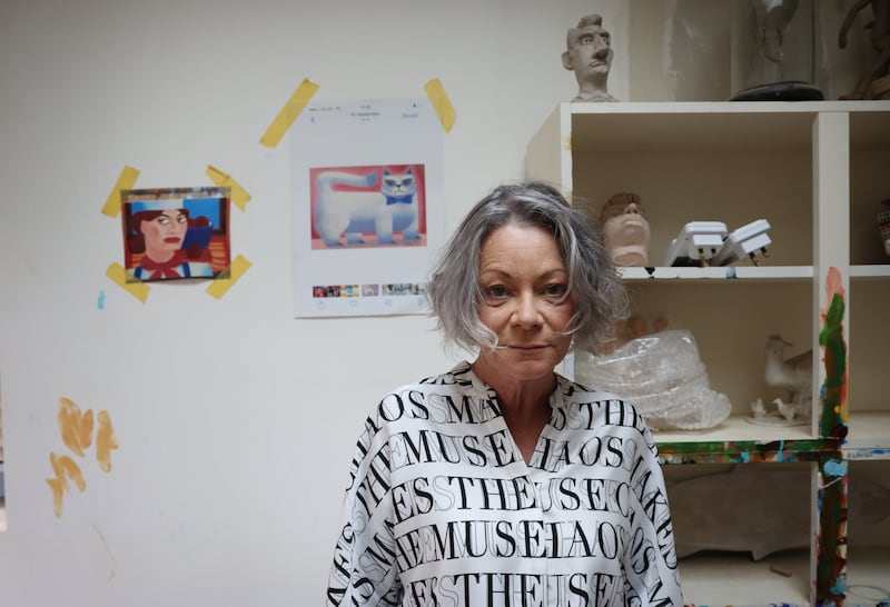 Ruth Mathers in the studio where Graham Knuttel worked from behind their home in Dun Laoghaire.  Photo: Bryan O’Brien 