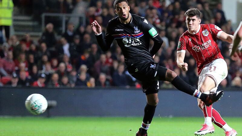 Bristol City’s Callum O’Dowda scores on Tuesday night at Ashton Gate. Photograph: PA