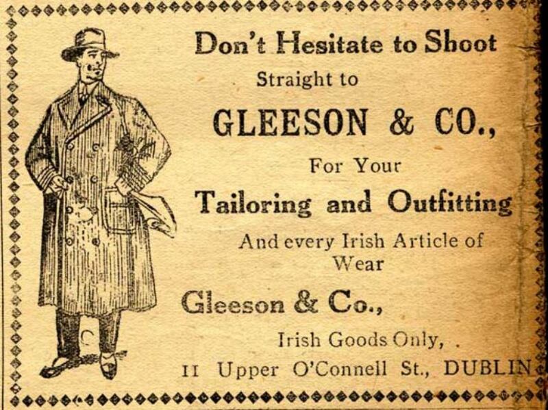 An advert for menswear taken from a 1914 edition of the Irish Volunteers’ newspaper