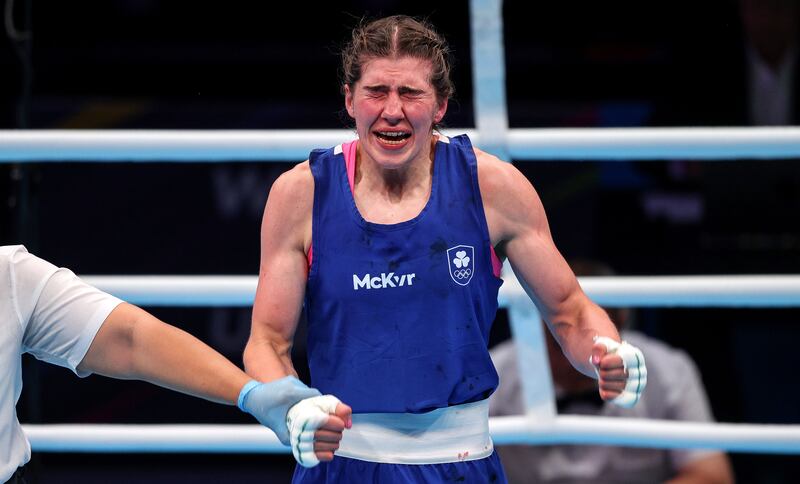 Ireland’s Aoife O’Rourke is declared the winner of her 75kg semi-final against Poland's Elzbieta Wojcik at the European Games at the Nowy Targ Arena in Poland. Photograph: Tom Maher/Inpho