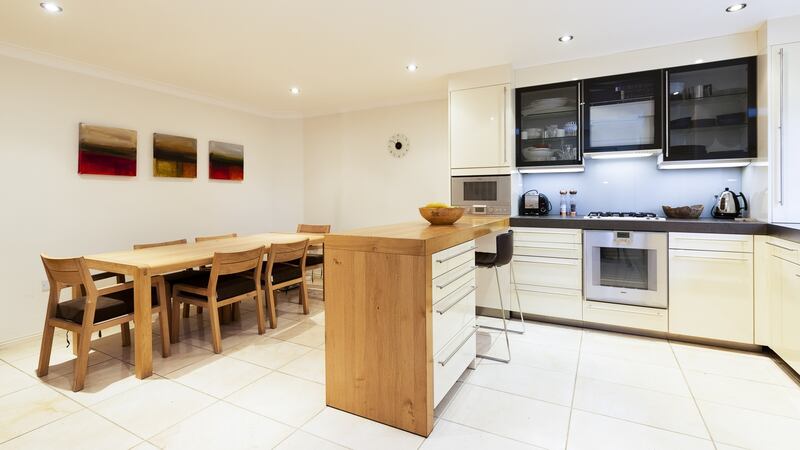 The kitchen and dining room at 15 Sandford Avenue, Donnybrook, D4