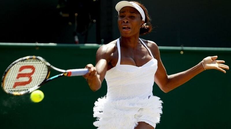 Serena Williams at Wimbledon in 2010 in a flapper-esque dress