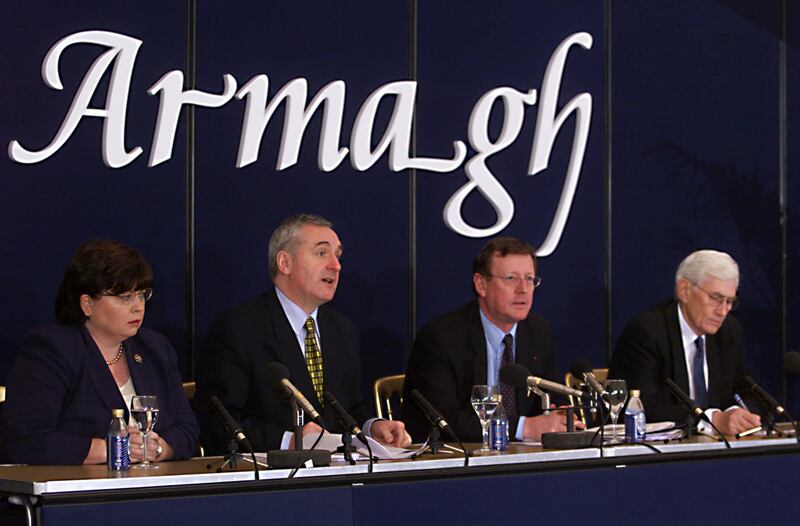 Mary Harney and former taoiseach Bertie Ahern with former Northern Ireland first minister David Trimble and deputy first minister Seamus Mallon at the Palace Demesne, Armagh. Photograph: Chris Bacon/PA