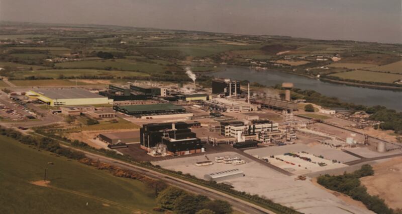 A view of the site from the air in the mid-1980s, shortly after OSP2 was opened