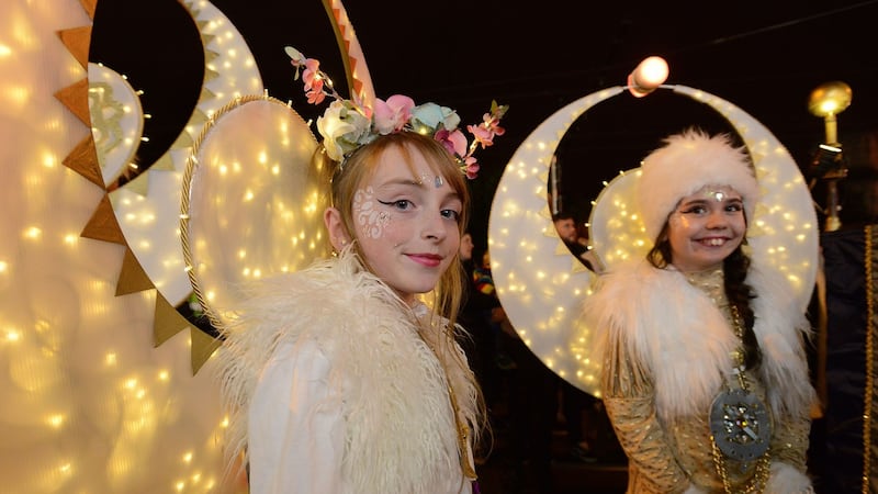 Sienna Doyle and Teagan Flynn from the Lee Byrne Academy. Photograph: Dave Meehan