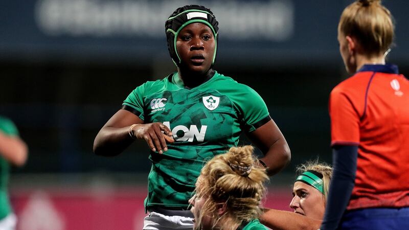 Linda Djougang in action at the Women’s Six Nations Championship Round 4 match between Ireland and Italy at Energia Park in Dublin on October 24th, 2020. Photograph: Laszlo Geczo/Inpho