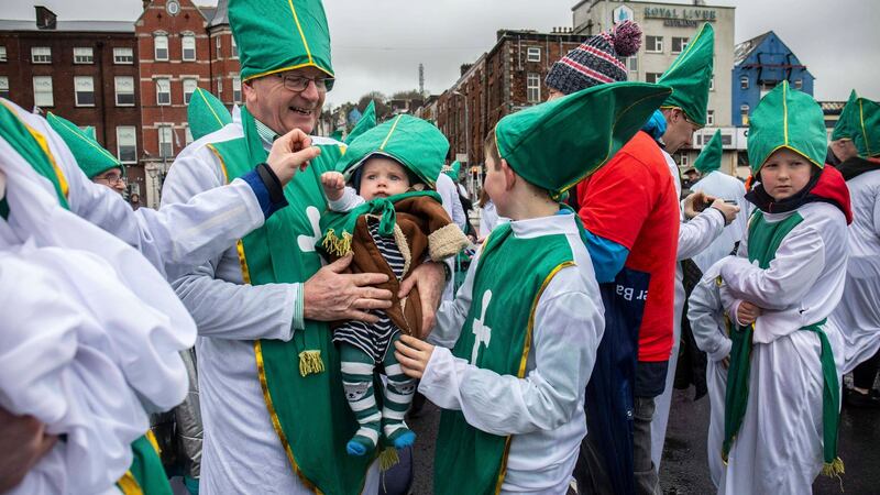 Some of the  158 Patricks, Paddys, Pats, Patricias, Patryks and Patricias who attended an event on Saturday to commemmorate the restorate of Cork’s St Patrick’s Bridge. Photograph: Clare Keogh