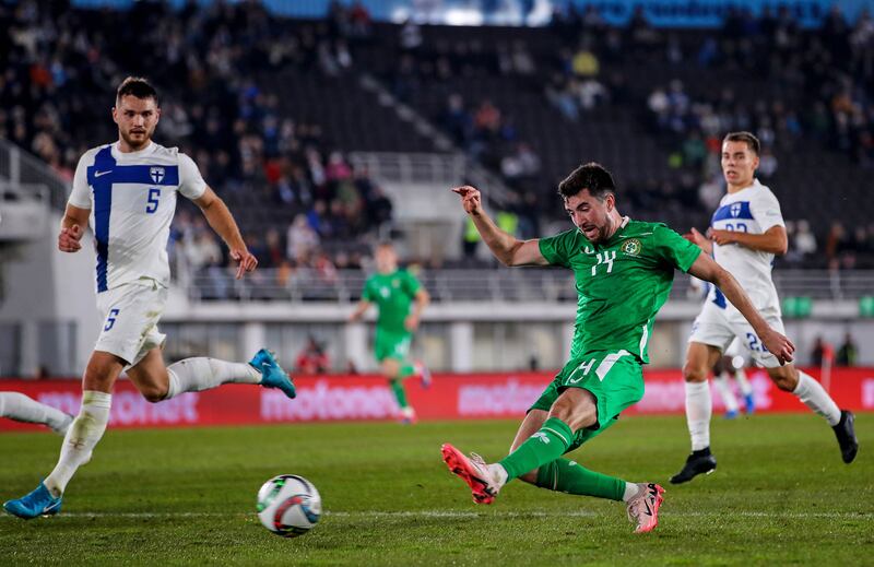 Ireland's Finn Azaz in the Nations League Cup game between Finland and Republic of Ireland at Olympic Stadium, Helsinki on Thursday. Photograph: Ryan Byrne/Inpho