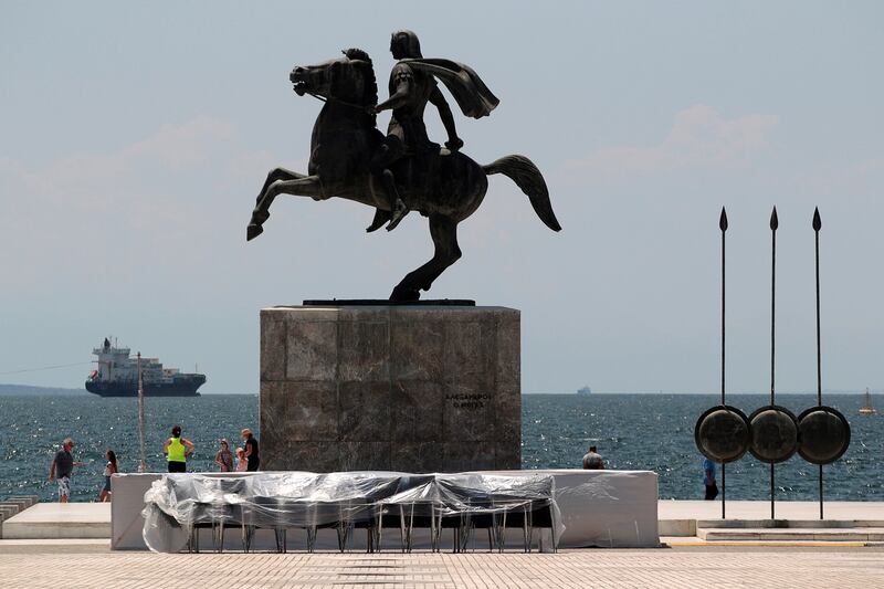 A statue of Alexander the Great in the northern city of Thessaloniki, Greece. The country’s northern region of Macedonia is birthplace of the ancient warrior king. Photograph: Reuters