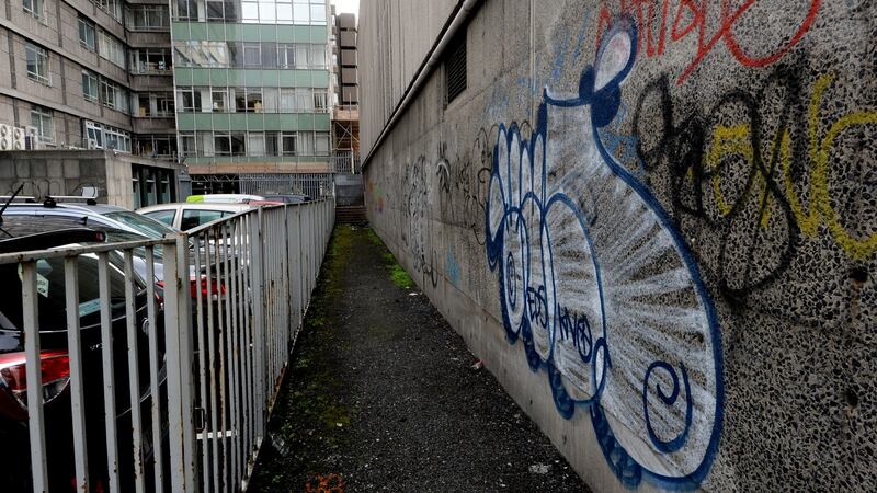 The Screen Cinema laneway and Hawkins House. Photograph: Cyril Byrne / THE IRISH TIMES