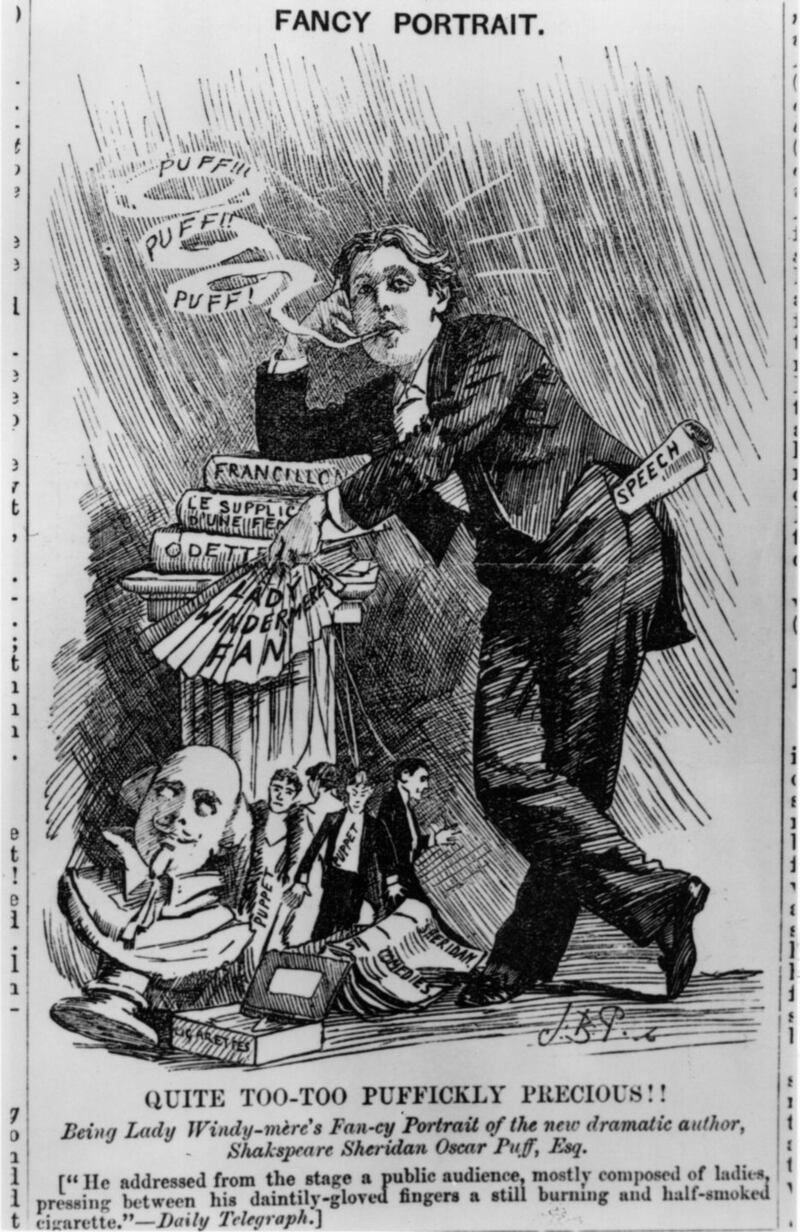 A comic portrait of Oscar Wilde which appeared in Punch magazine. Photograph:  Hulton Archive/Getty