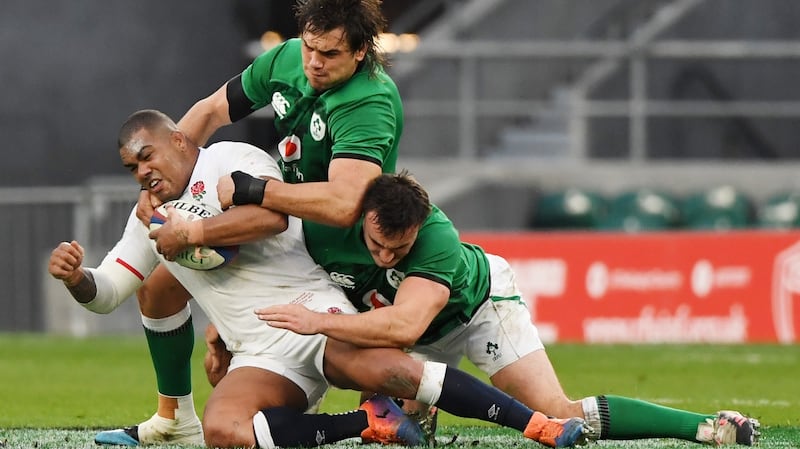 Kyle Sinckler made 16 tackles as England beat Ireland 18-7 at Twickenham. Photograph: EPA
