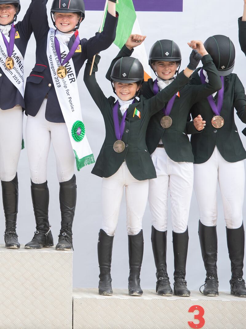 Tiggy Hancock and the Irish team won bronze in the FEI European Championship for Ponies in Strzegom, Poland, in 2019. Photograph: Adam Fanthorpe