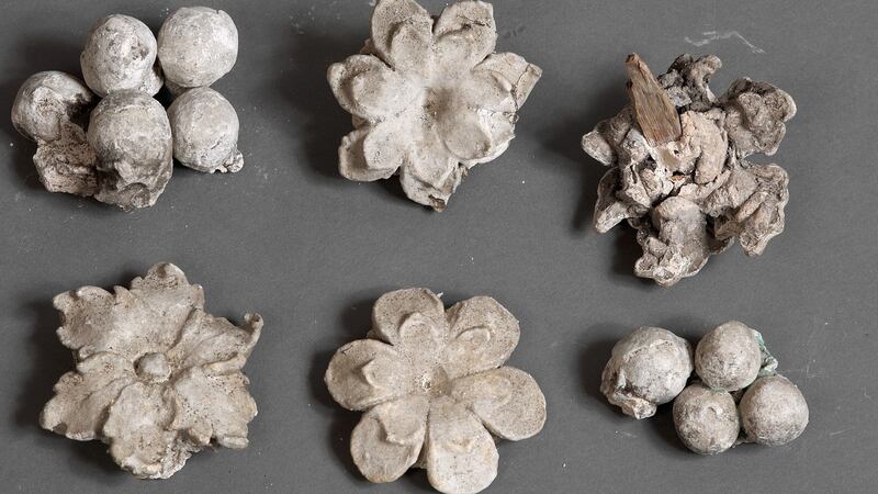 Fragments of 1740s plasterwork flowers, St Stephen’s Green, Pearson Collection