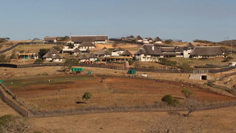 A general view of the Nkandla home (behind the huts) of South African president Jacob Zuma. Photograph: Reuters/Rogan Ward