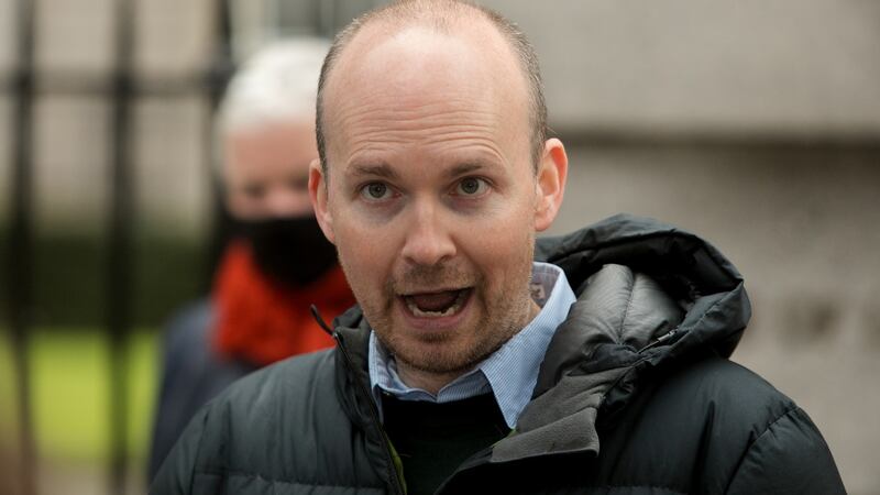 Paul Murphy TD during the announcement yesterday that Rise are to join People Before Profit. Photograph: Gareth Chaney/Collins