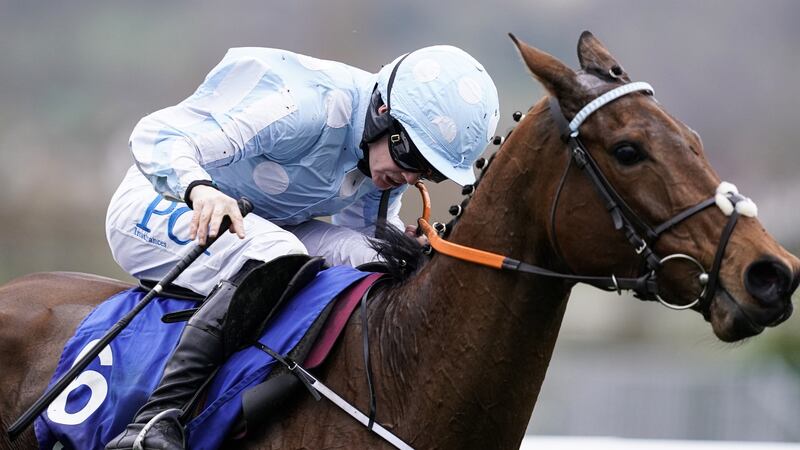 Rachael Blackmore riding Honeysuckle clear the last to win the Close Brothers Mares’ Hurdle at Cheltenham  on March 10th. Photograph: Alan Crowhurst/Getty Images