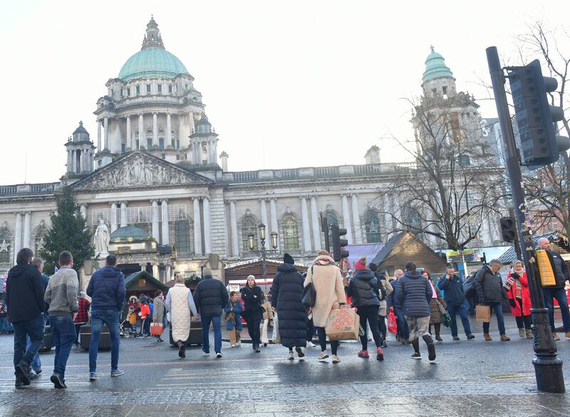 Shoppers in Belfast city centre. Photograph: Colm Lenaghan/Pacemaker