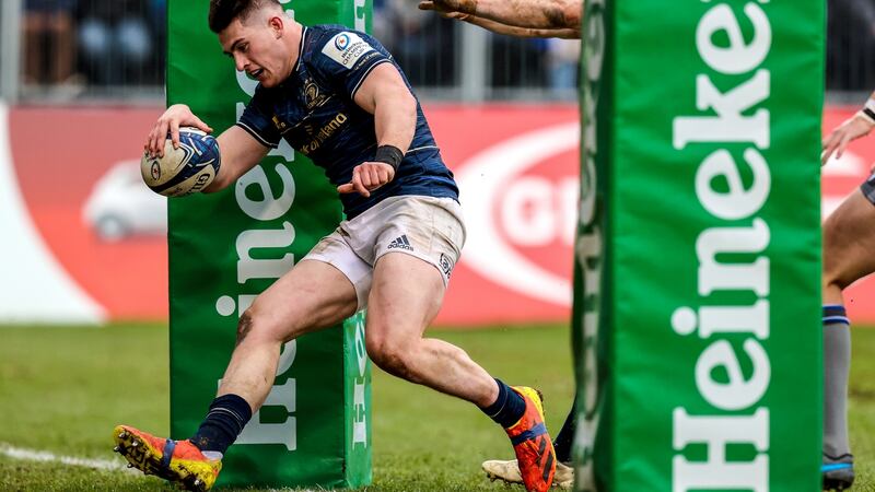 Dan Sheehan scored yet another try frmo distance. Photograph: Ryan Byrne/Inpho