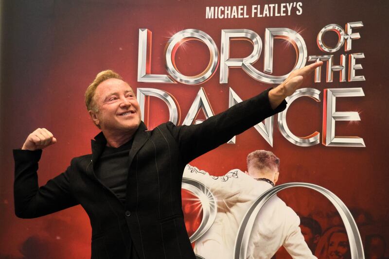 Flatley strikes a pose at the launch. Photograph: Ronan McGreevy