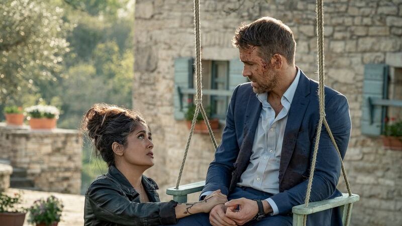 Salma Hayek and Ryan Reynolds in The Hitman’s Wife’s Bodyguard