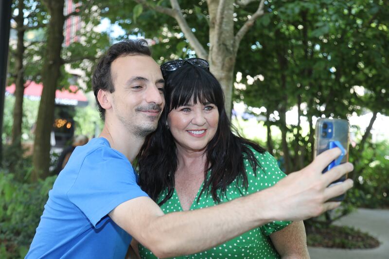 Coleen Nolan with a fan at TV Centre in west London. Photograph: Joanne O'Brien