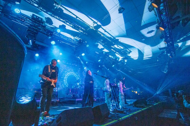 Slowdive on stage at The National Stadium, Dublin. Photograph: Tom Honan