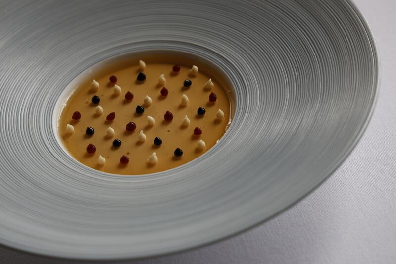 Foie gras, dashi jelly, preserved walnut and sour cherry. Photograph Nick Bradshaw/The Irish Times