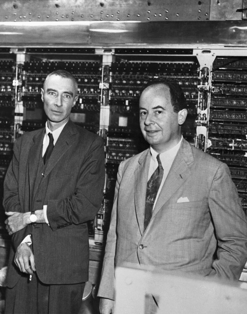 Artificial intelligence: John von Neumann (right) with J Robert Oppenheimer in 1952. Photograph: Bettmann/Getty