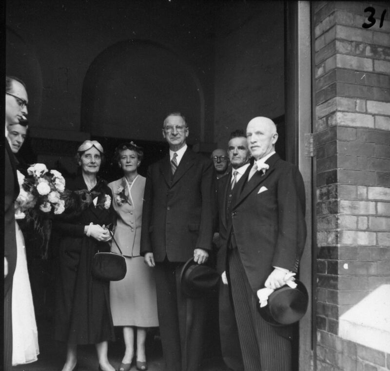 Leopold Kerney with the “Chief” Éamon de Valera at the wedding of Eamon and Maud Kerney on August 11th, 1955.