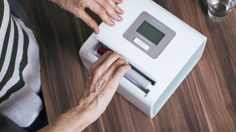 HealthBeacon's device is a little bigger than a toaster.