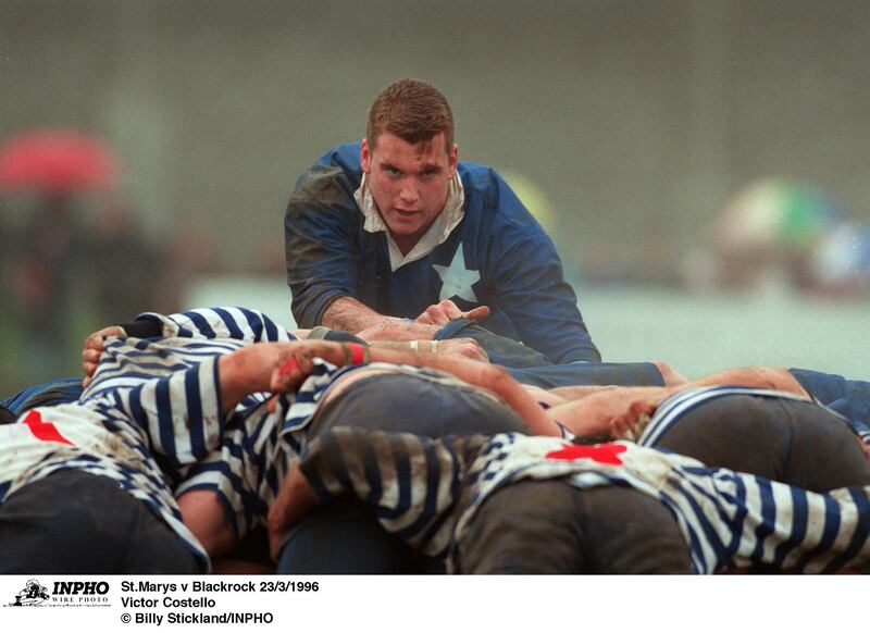 Victor Costello in action for Blackrock against St Mary's in 1996. Photograph: Billy Stickland/Inpho