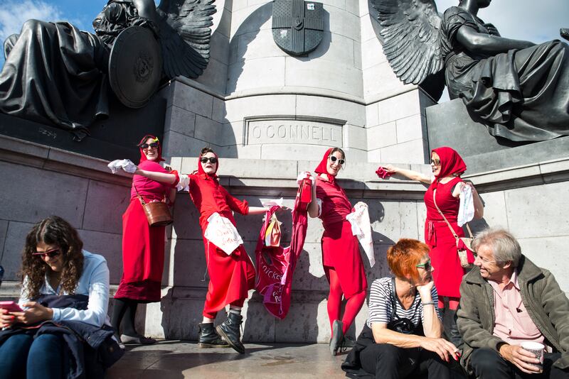 Pictured on O’Connell Street activists irrepressible Speaking of I.M.E.L.D.A. taking part in the 2014 March for Choice. Photograph: Emma Loughran.