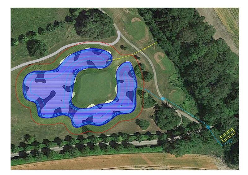 The 10th hole at Palmerstown House is undergoing a redesign with water all around the green.