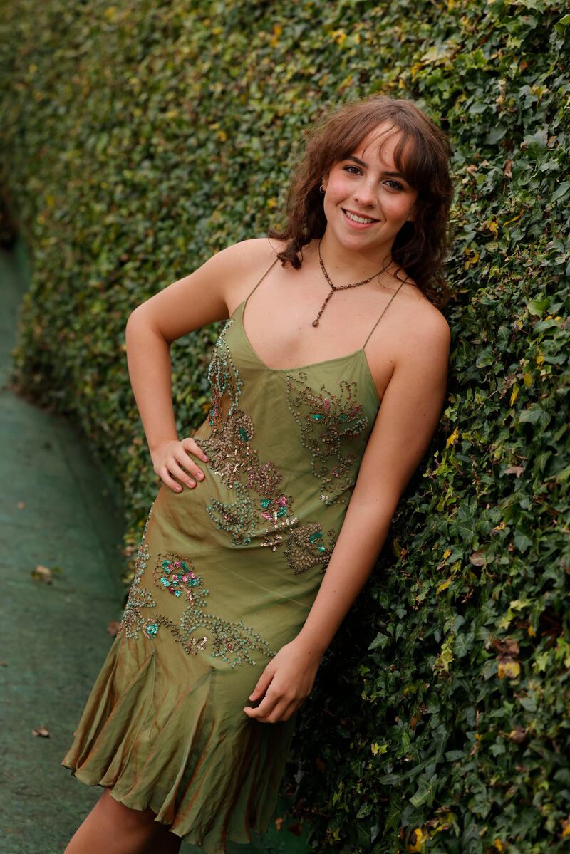 Amira Elbharaoui: 'I fell in love with an embellished beaded dress and bought it for £30!' Photograph: Alan Betson