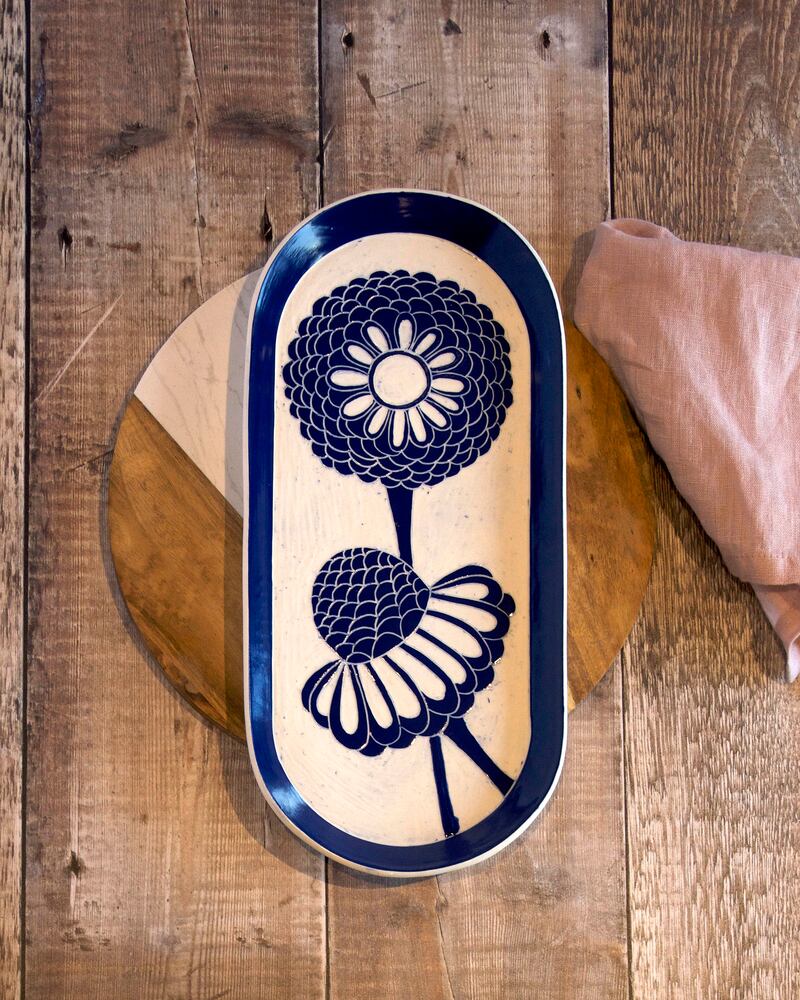 A floral platter, designed by Clair Jones