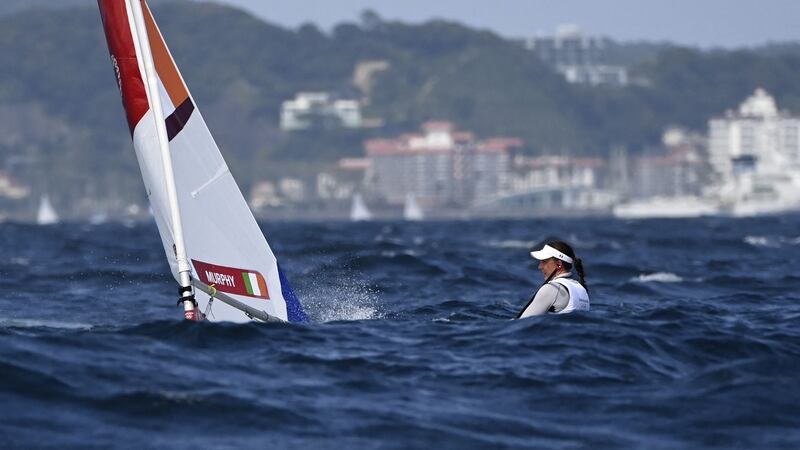 Ireland’s Annalise Murphy competes in the women’s laser radial. Photo: Olivier Morin/AFP via Getty Images